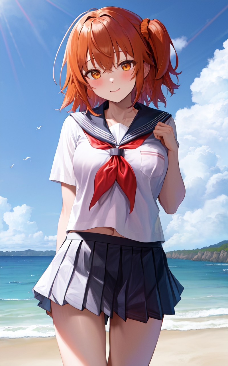 00537-2121532673-masterpiece, best quality, gudako, solo, (serafuku), (red neckerchief), (pleated skirt),beach, looking at viewer,.png